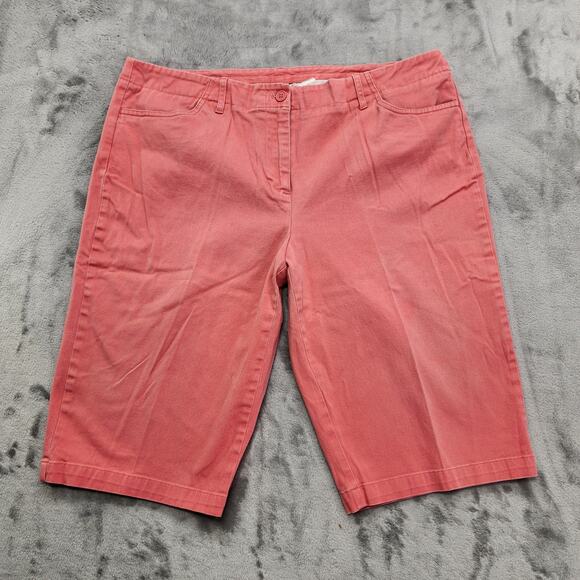 Vintage 90s Basic Editions Shorts Womens 14 Pink Stretch Cotton Slim Leg Chino - Picture 1 of 11
